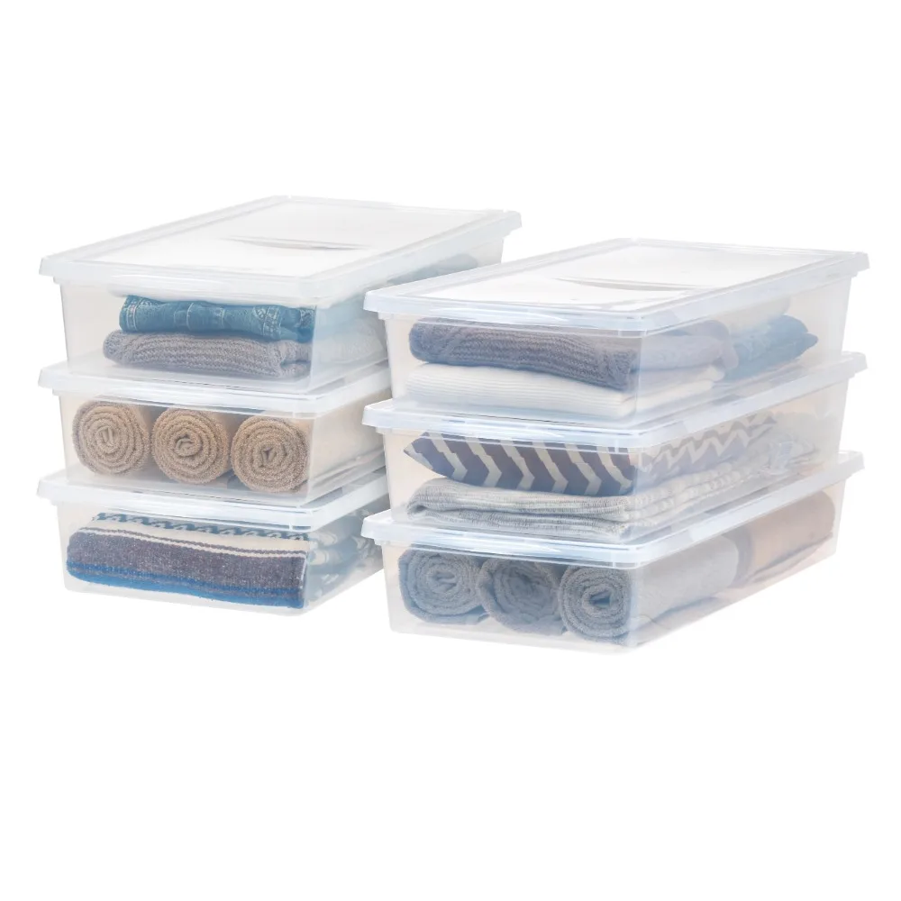 Mainstays 17 qt Plastic Sweater Storage Box, Clear, 6 Pack