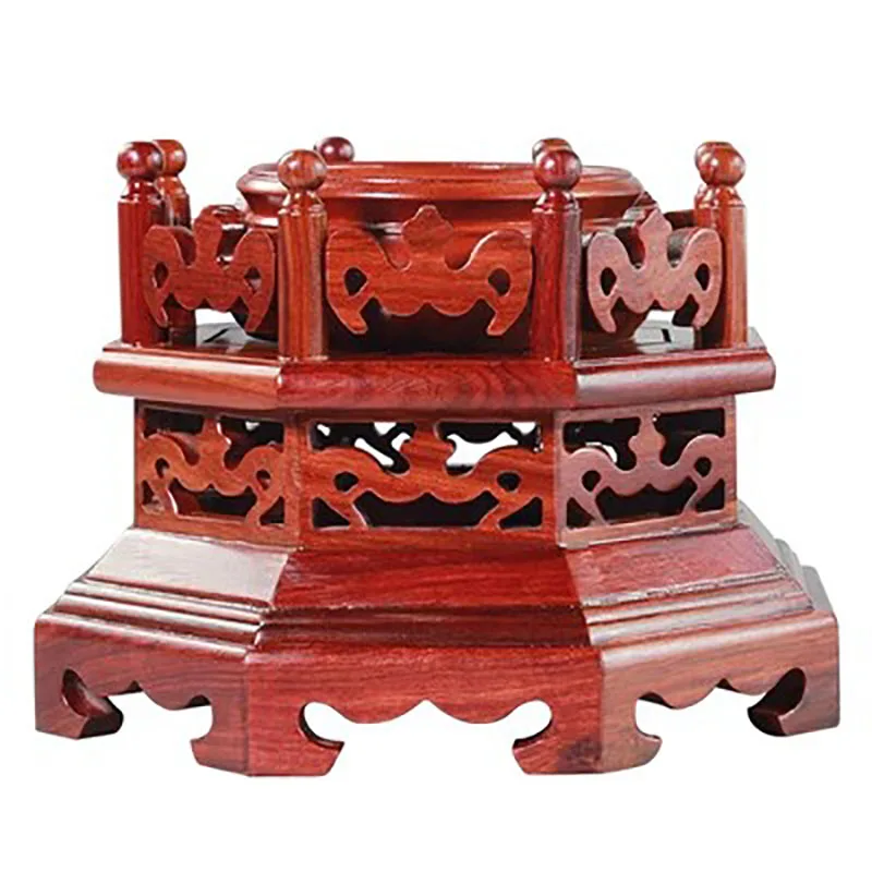 Rosewood-Carved Octagonal Wind Crystal Spherical Base Bracket, Detachable Egg Gourd, Night Pearl Decoration