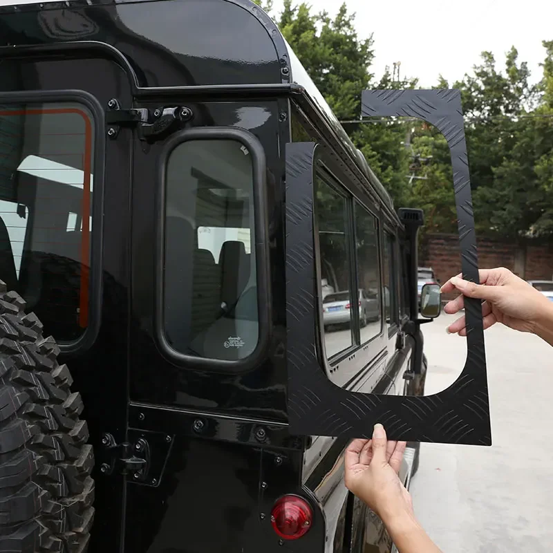 Per Land Rover Defender 90 110 130 2004-19 Lega Di Alluminio Car Rear Trunk Side Window Glass Frame Cover Trim Sticker Accessori