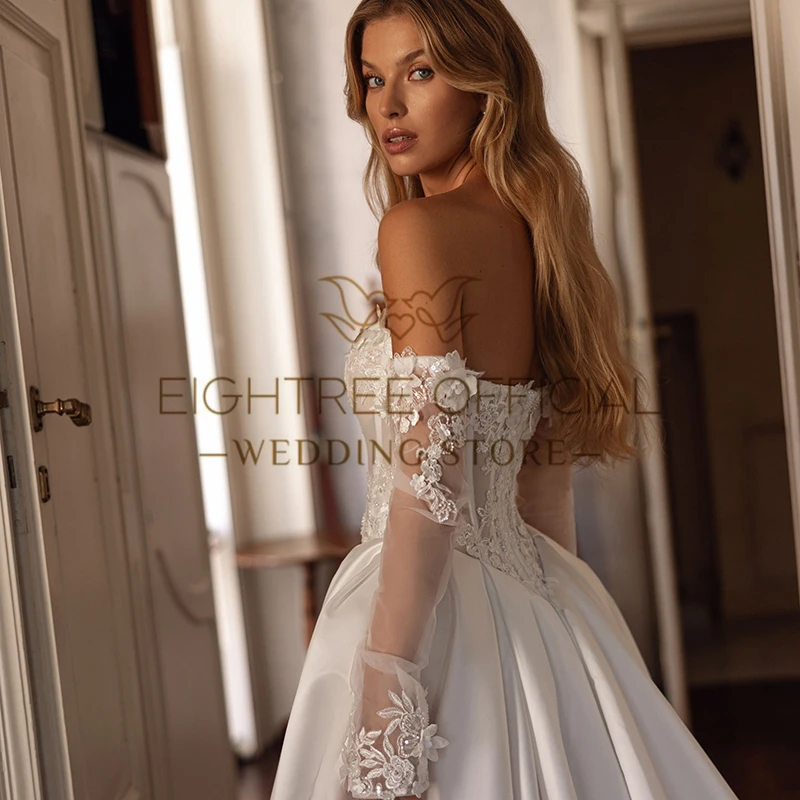 Eightree Elegant 2025 A-Line Wedding Dresses Strapless Appliques Lace Bridal Gowns Wedding Gowns Vestidos De Novia Customized 2