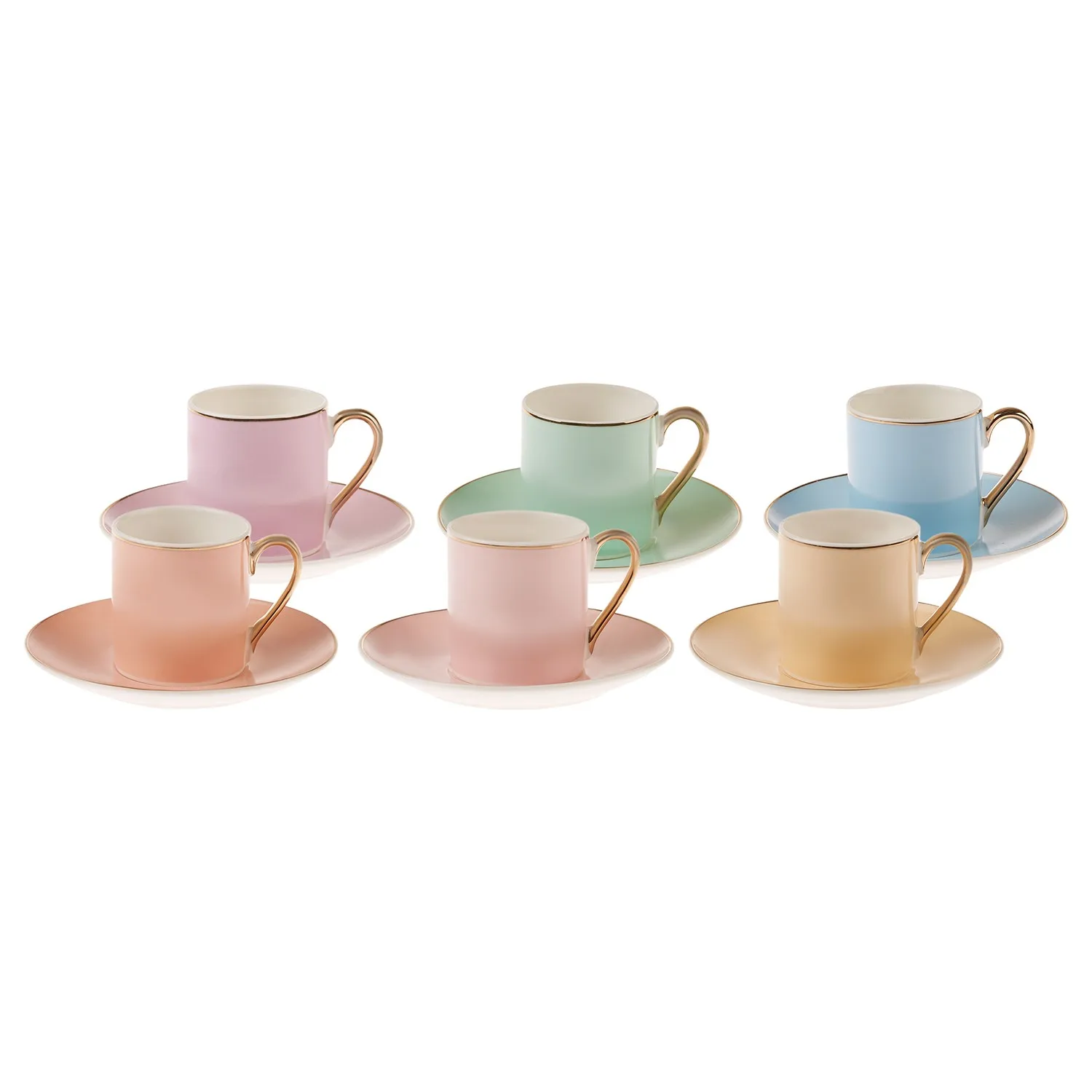 

Karaca Bonbon 6 Personality Coffee cup Pad Mat Appearance Gold Handle Pastel Color Match Tight-Fitting Long Form Simple Elegant Style pleasing Presentation