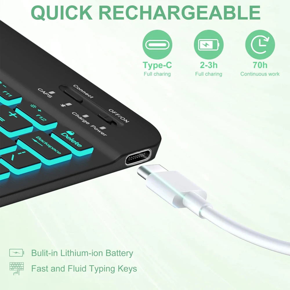 Premium Keyboard Case with Pencil Holder and Bluetooth Keyboard