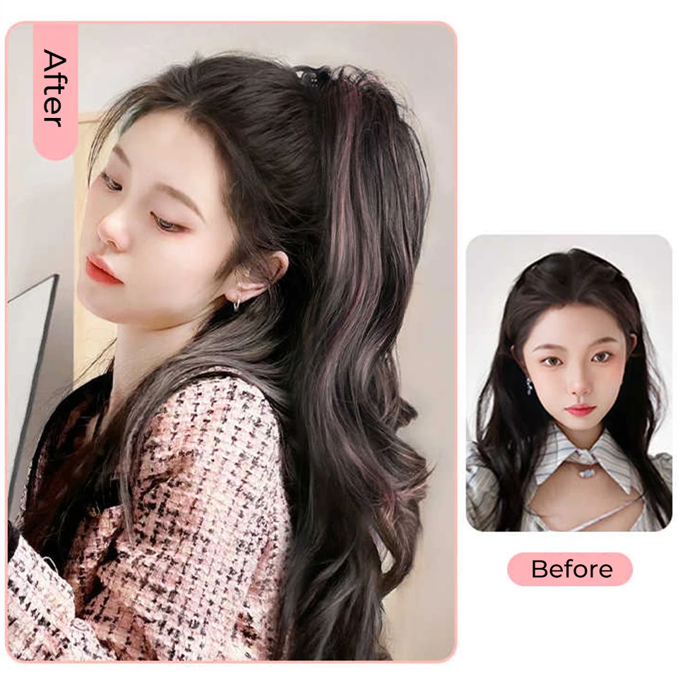 Synthetic Curly Wavy Ponytail Hair Extension Clip On