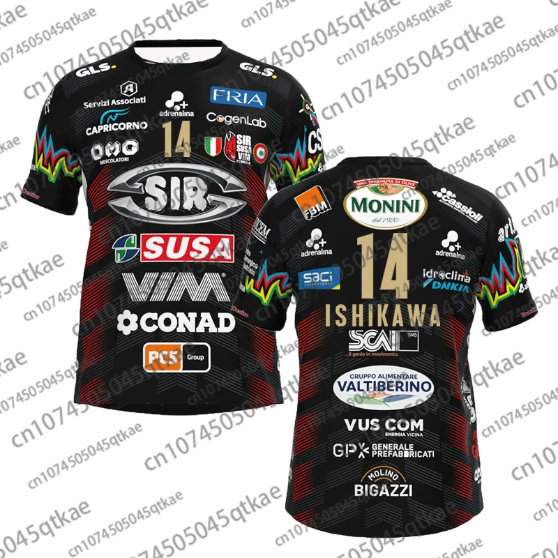 2026 Herren Damen Nr. 14 Volleyball Trikot Sir Safety Perugia T-Shirt Matchkleidung Ishikawa Heim Champions Sportbekleidung Herren T-Shirt