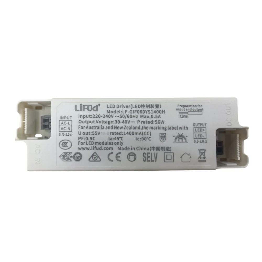 Lifud LED 드라이버 패널 다운 트랙 라이트 드라이버, AC220-240V LF-GIR060YM1400H 조명 드라이버, 60W, 1400mA, DC 25-42V, GIR060YS1400H