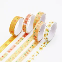 Kawaii Aesthetic Washi Tape Set - Cute Journaling and Scrapbooking Supplies (Retro Yellow)