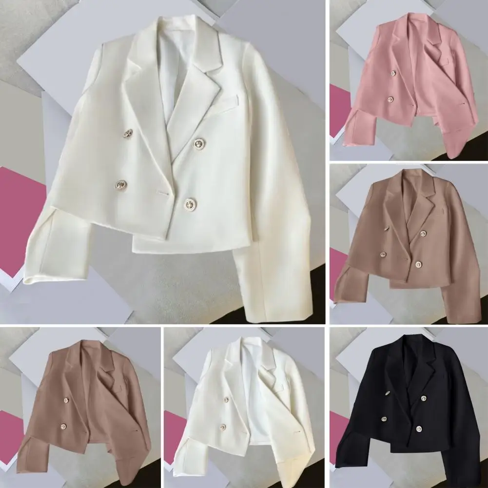 

Spring Autumn Short Chic Stylish Autumn Women's Double Breasted A Slim Fit Suit Coat for Streetwear Fashionistas Women Lapel