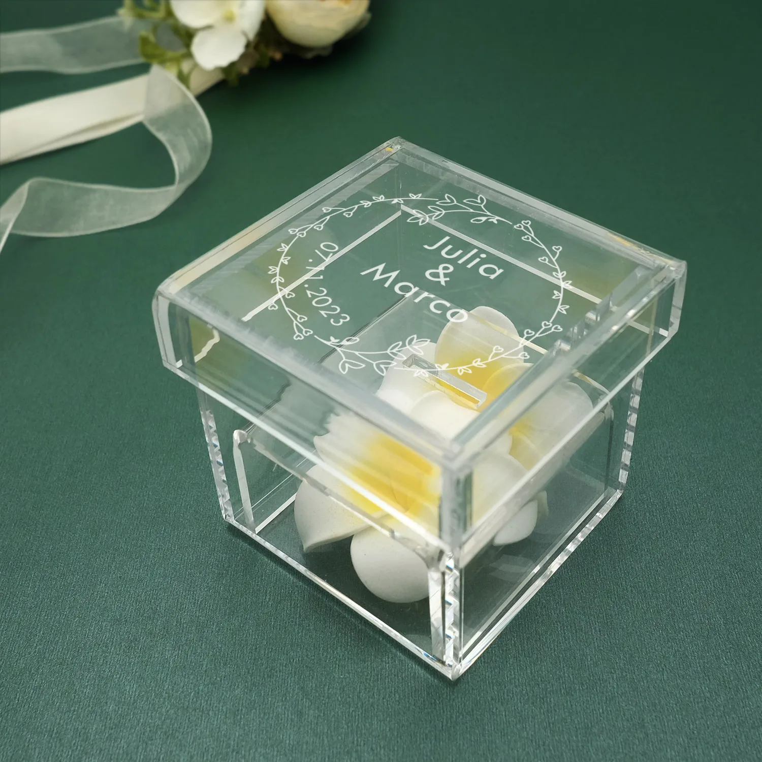 Personalized Wedding Ring Bearer Box Acrylic Ring Box Wedding Ring Box Ring Holder Clear Acrylic Box Proposal Box Engagement Box acrylic wedding ring holder personalized wedding ring bearer box custom wedding ring box clear acrylic jewelry box