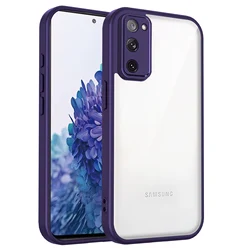 Clear Matte Back Cover with Air Cushion Silicon Bumper, Durable Phone Case - Galaxy S20 FE 2022 (TMMS Purple)