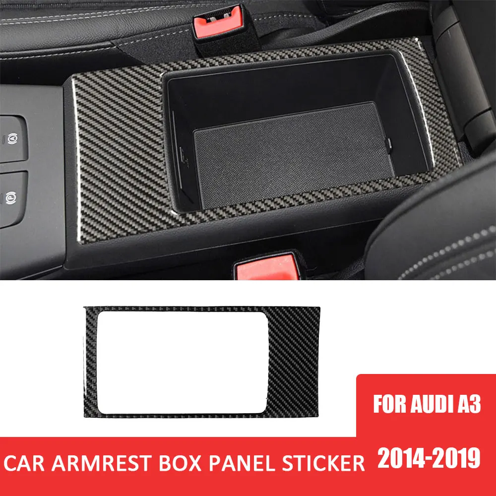 for Audi A3 8V 2014-2019 Carbon Fiber Car Armrest Box Panel Decorative Stickers Car Interior Modification Accessories