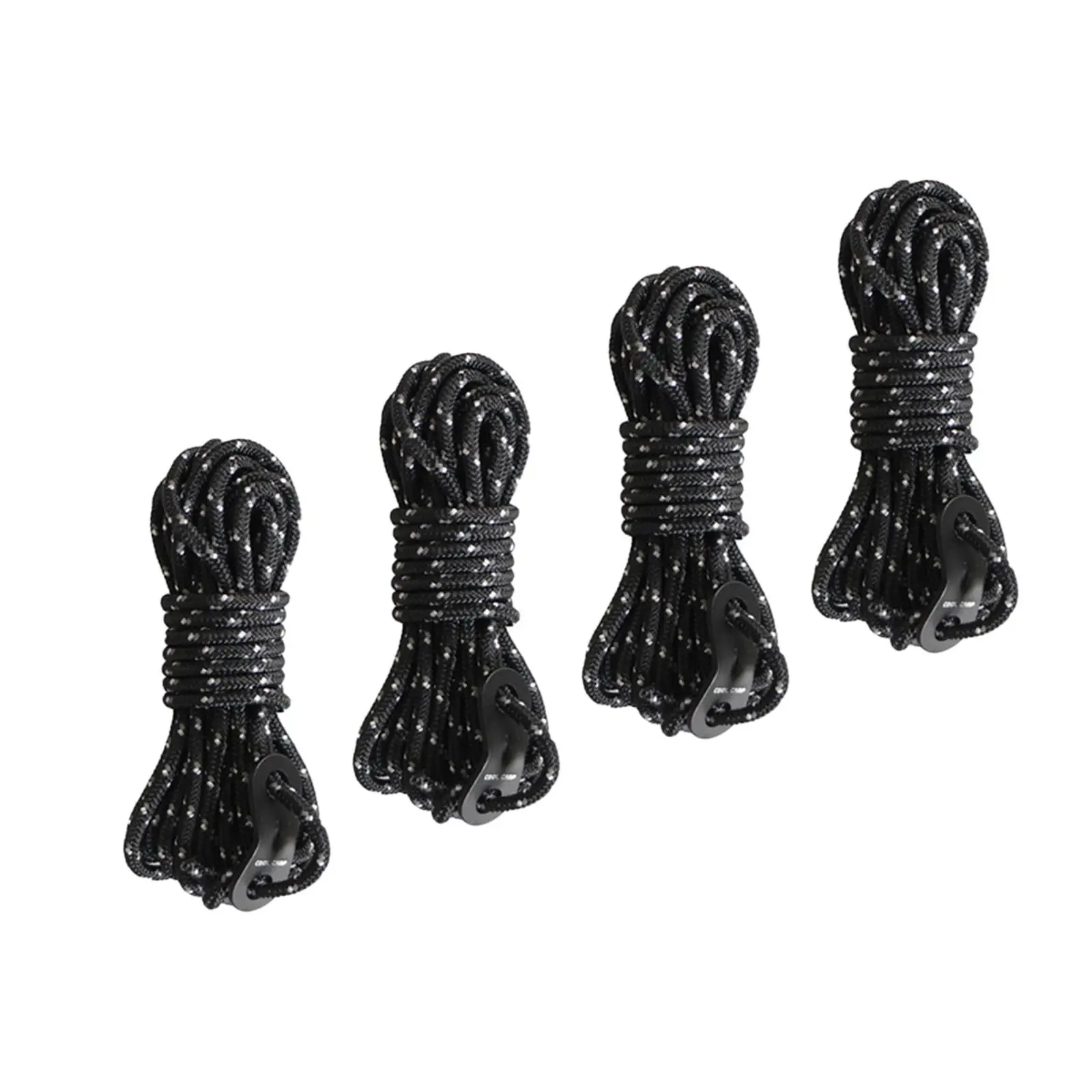 

4 Pieces Multifunction Tent Rope Reflective 4mm Guy Lines with guyline Adjusters Tensioner for Outdoor Gardening Tent Accessory