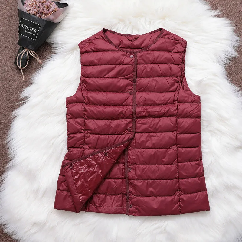 Ultra Light White Duck Down Vest Coat Parkas Autumn Winter Women Sleeveless Waistcoat Warm Puffer Jacket Ladies Short Tank Tops - 5