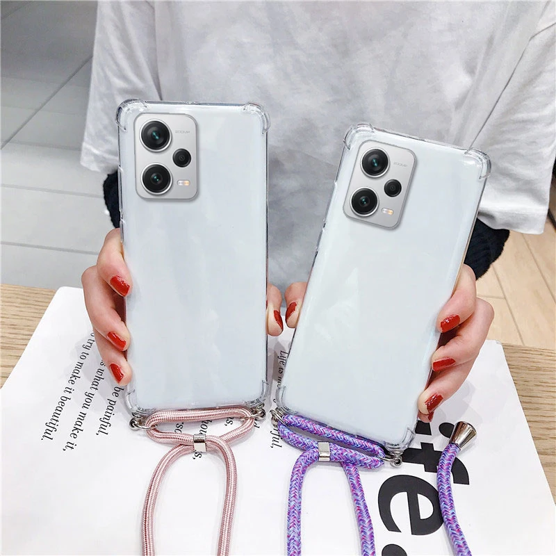 Clear Shockproof Crossbody Lanyard Case - Transparent Soft TPU Silicone Cover