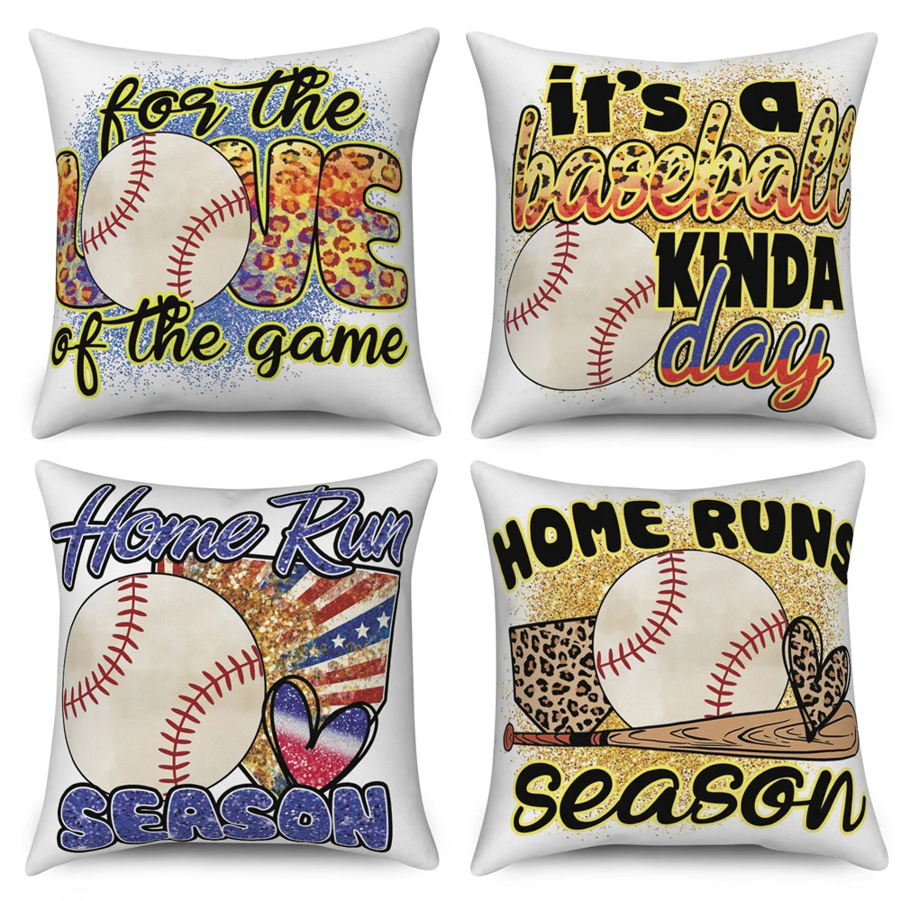 

Baseball Letter Printed Pillow Case Polyester Pillowcase Home Decor Cushion Cover Sofa Car Decorative Throw Pillows Covers