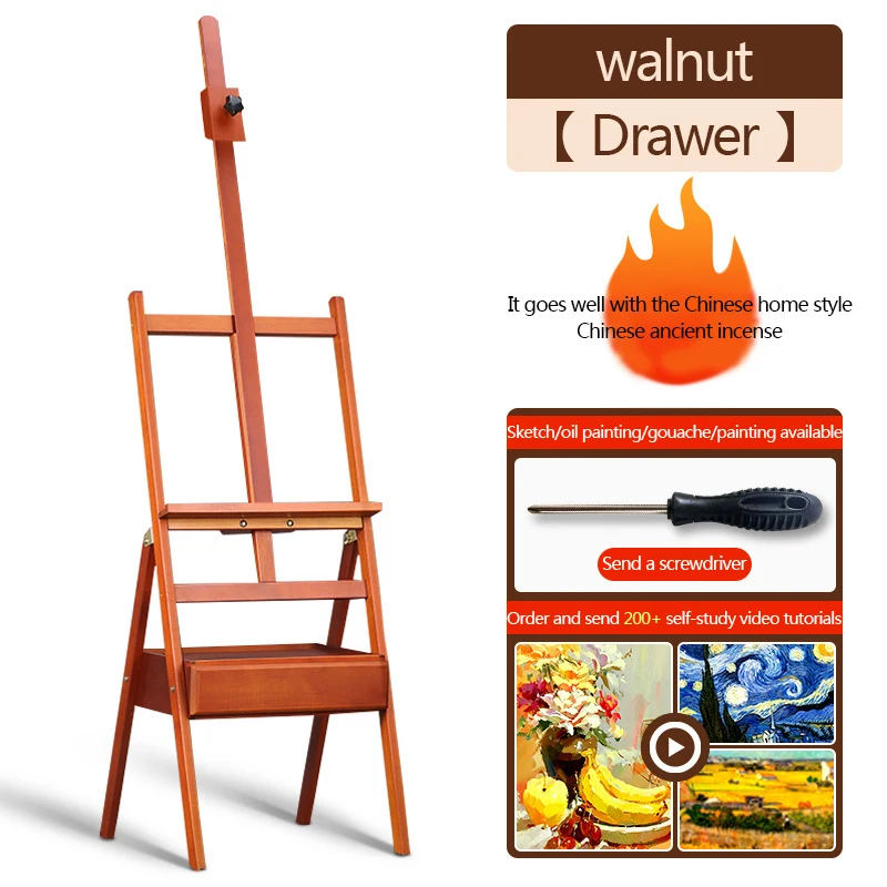 Beech drawer type easel sketch painting art students special lifting tilt easel long use is not easy to deformation