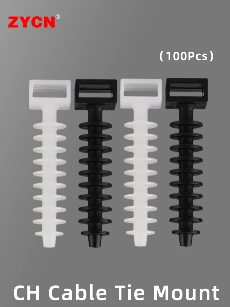 Gecko Cabo Tie Holder Assento de Fixação Espiral Pacote Black White Nylon Furo Mount Isolamento Retardador de Chama Ch6 Ch8 100 Pcs
