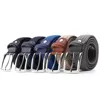 2024 Men Belt Elastic Woven 3.3CM Wide Blue Black Brown Luxury Gift Girls Matching Jeans  Accessories 90CM-135CM