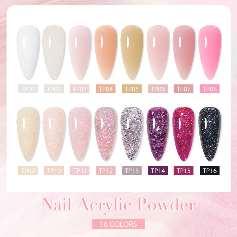 Glitter Acrylic Powder 10g Professional Polymer for French Nail Extension No Need Lamp Cure nail powder acrylic nail powder
