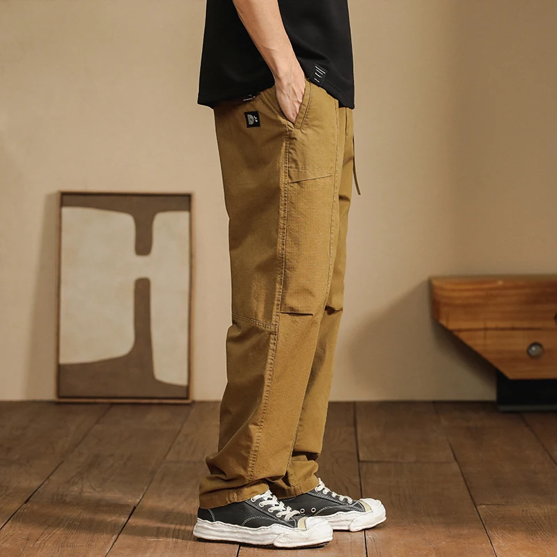 Men's spring and summer fashion brand American retro casual pants Japanese high sense wide leg straight overalls