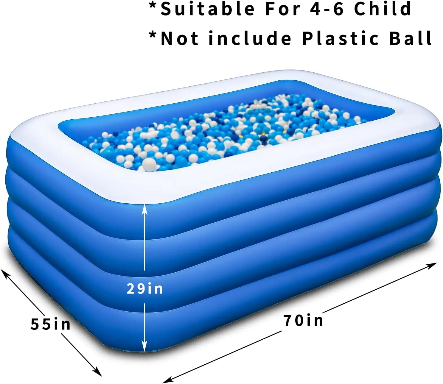 Inflatable Swimming Pool, 70x55x29 inch Inflatable Pool, Summer Water Party, Kids, Outdoor Garden Backyard