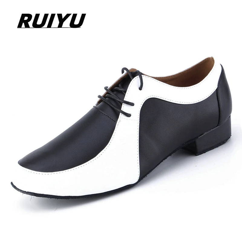 

Men's Modern Dance Shoes Show Competition Dance Sports Standard Shoes Soft Soled Leather 2.5cm With Tango Jazz Rumba Ballroom