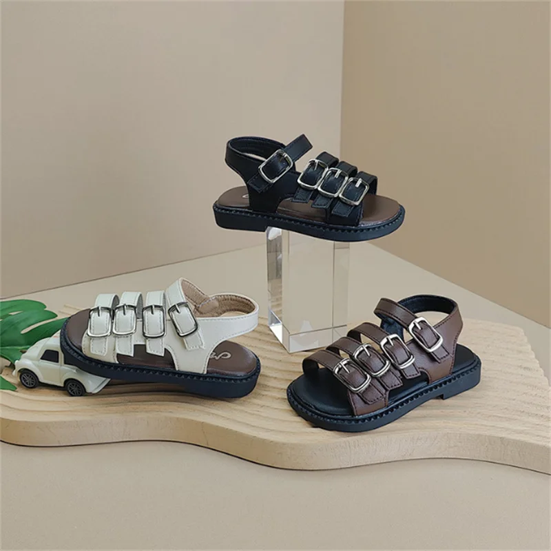 New Summer Baby Shoes Leather Buckle Design Boys Shoes Non-slip Fashion Toddler Kids Girls Sandals