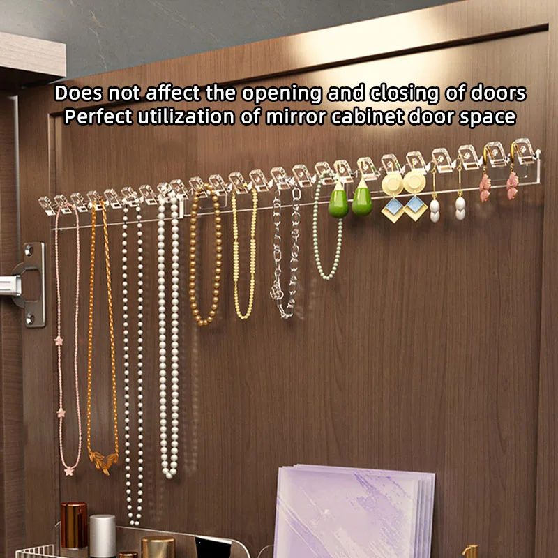 3 Pcs Adhesive Paste Wall Hanger Storage Jewelry Display Acrylic Jewelry Hooks Holder Storage Organizer Earring Necklace Hanger