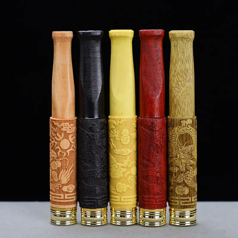 

Hand Carving Dragon Cigarette Holder Smoking Pipes Wooden Tobacco Pipe Removable Mouthpiece Tar Filtration Smoking Accessories