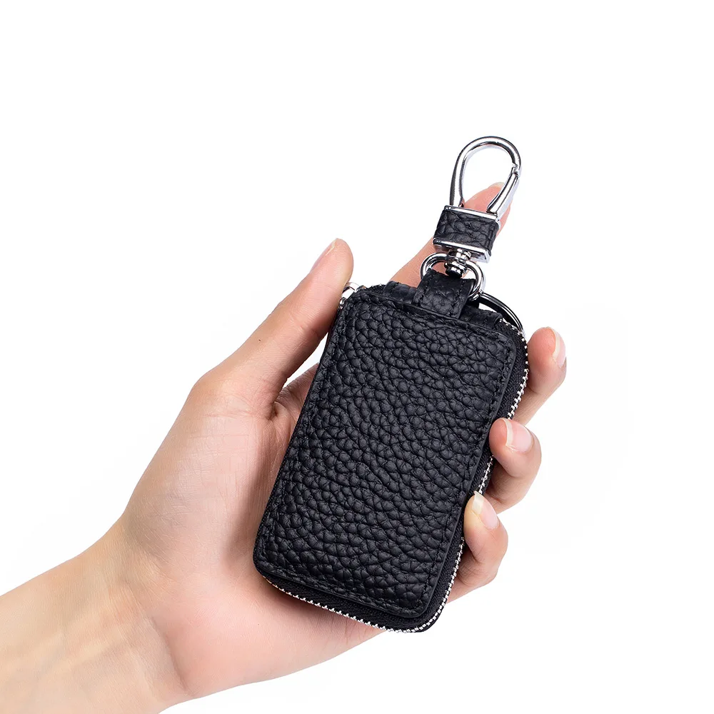 Fashion Genuine Leather Women Key Case Wallet Men Car Keychain Case Key Pouch Bag Zipper Holder Wallet Versatile key case key purse key holder