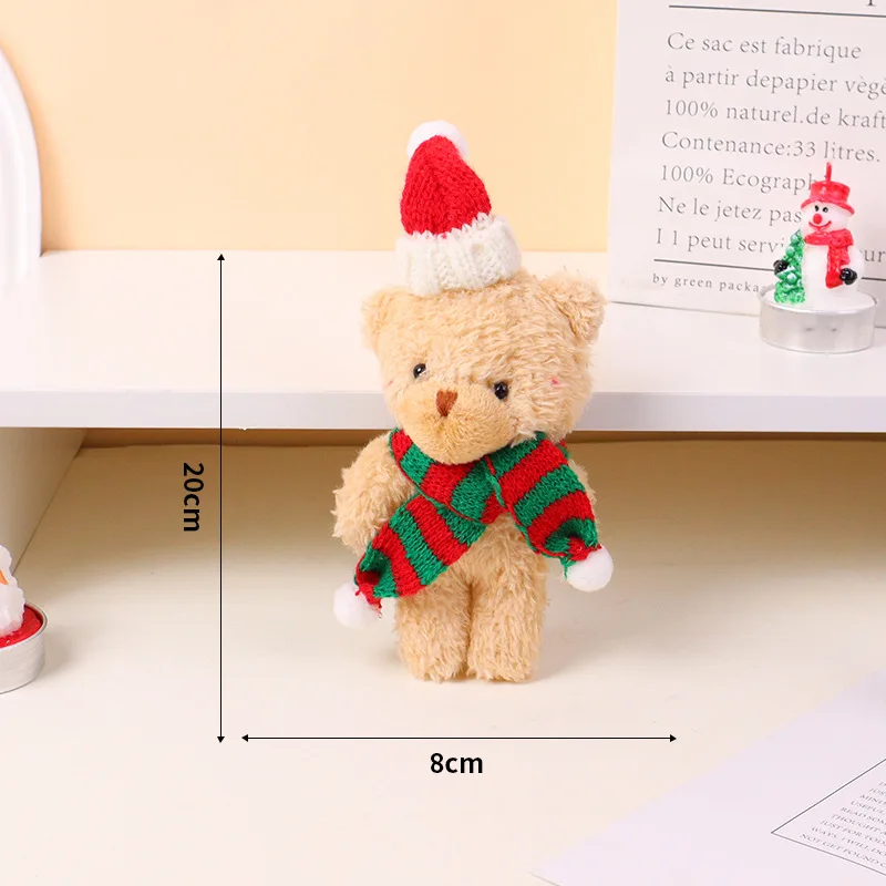 12 Stück Weihnachts-Mini-Stoffbären, große kleine Kuscheltiere, Schlüsselanhänger für Geburtstag, Weihnachten, Party, Dekorationen, Basteln – Detail 12
