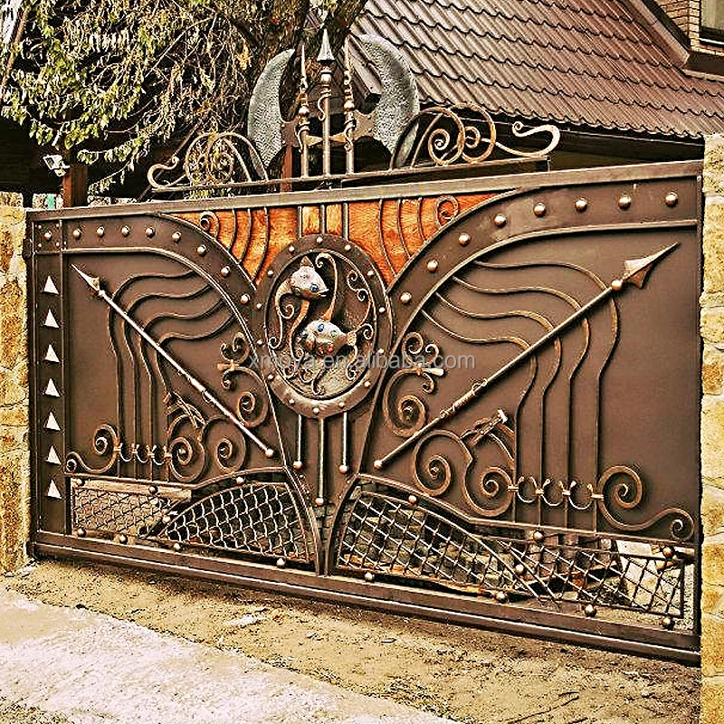 Main Gate Designs Wrought Iron Grill Fencing, Trellis & Gates Metal Heat Treated Pressure Treated Iron Type Automatic XMOYA Gate