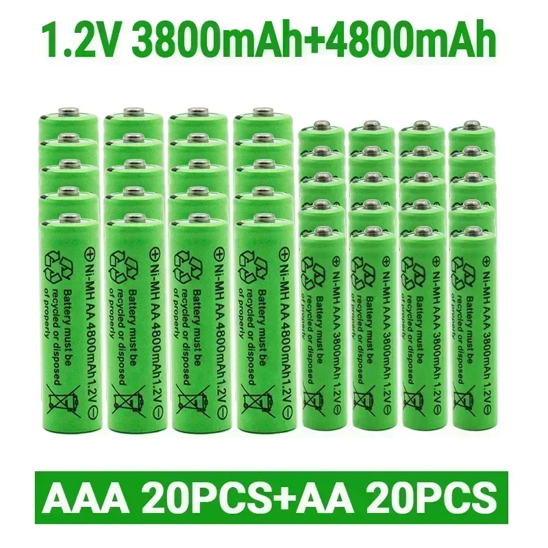 1.2V AA 4800mAh NI-MH Rechargeable Batteries+1.2 V AAA 3800 MAh Rechageable Battery NI-MH Battery 6