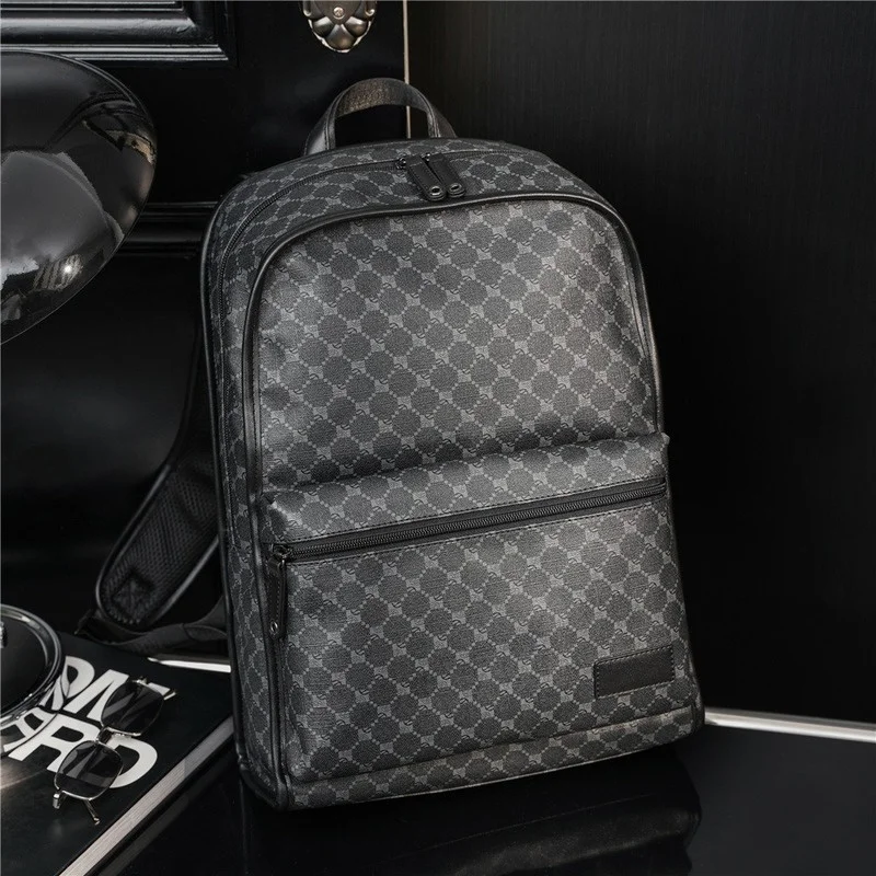 Luxury Brand Design Backpack Men Fashion Plaid Men's Backpack  Large-capacity Travel Backpack Male PU Leather School Bag Backpack -  AliExpress