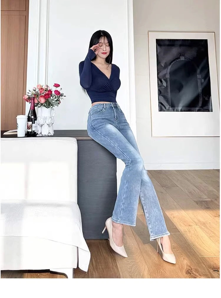 2026 V-ausschnitt Langarm Crop Tops Frühling Herbst Lässige Mode Frauen Quadrat Kragen Dünne T-Shirts Backless T ﻿ – Detail 2