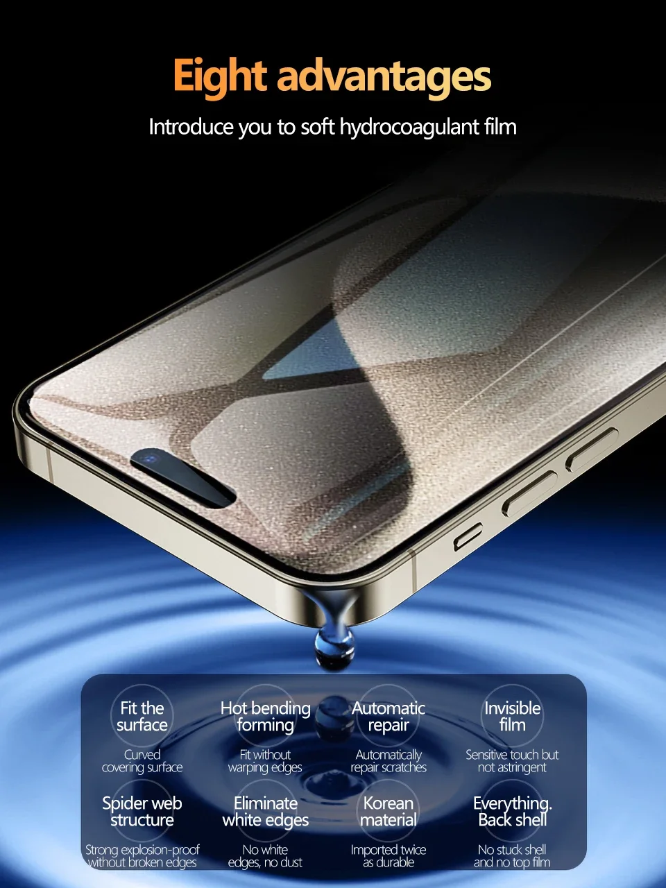 5 Stück Hydrogel-Folie für iPhone 17 16 15 14 13 12 11 Pro Max Plus 12 13 Mini 8 7 Plus SE XR X XS XSM Vollständiger Displayschutz – Detail 8