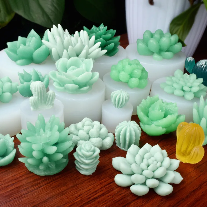 Silicone Succulent Mold Simulation Fondant 3D Three-dimensional Candle Aromatherapy Mould Micro-landscape Cactus Ornament Model