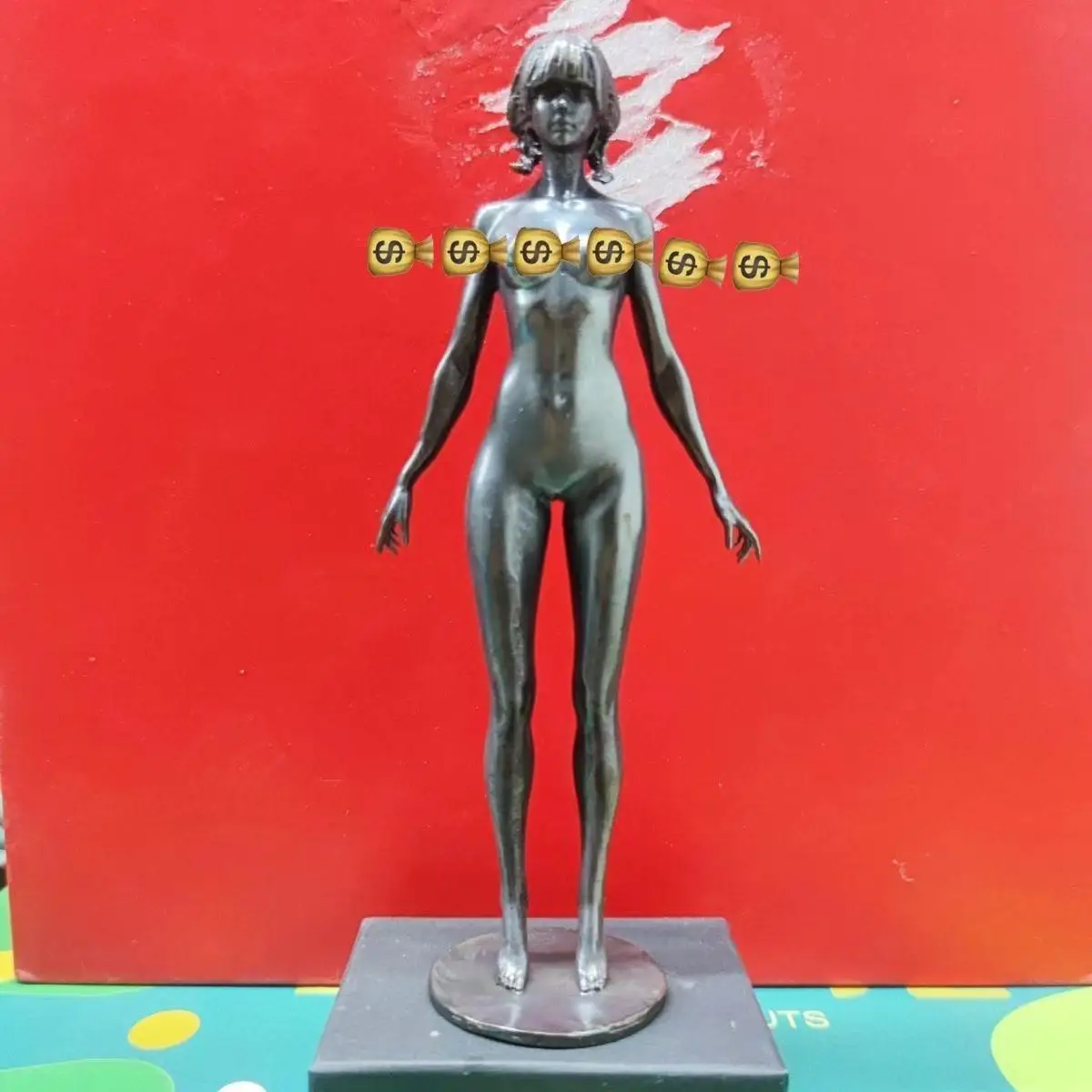 

20cm Naked Breast busting Beauty Statue Black Brass Statue Miniature Human Art Crafts Desktop Jewelry Retro Decoration