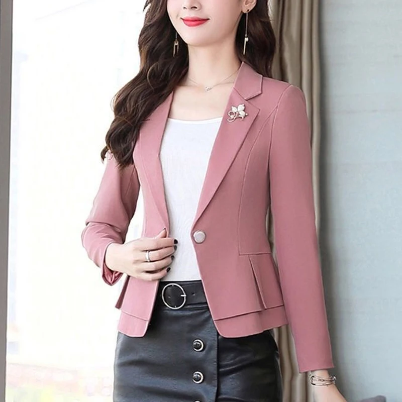 Spring Autumn New Solid Color Fashion Long Sleeve Blazers Women High Street Button Cardigan Korean Style Elegant All-match Tops