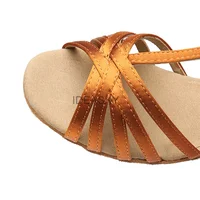 Discount New Wholesale Girls Children Kids Ballroom Tango Salsa Latin Dance Shoes Satin Cuban Low Heel Shoes 4 Colors 2