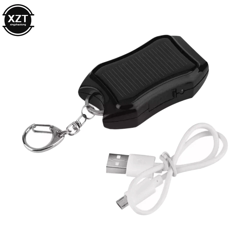 Portable Solar-Powered LED Keychain Flashlight with Rechargeable Battery