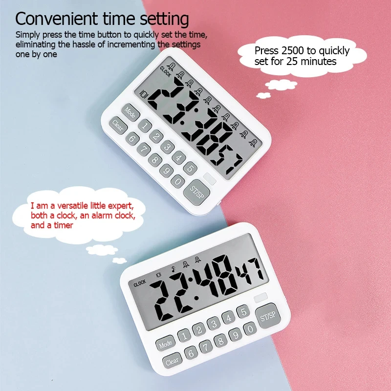 Advanced Digital Kitchen Timer with 10 Alarms and Magnetic Attachment