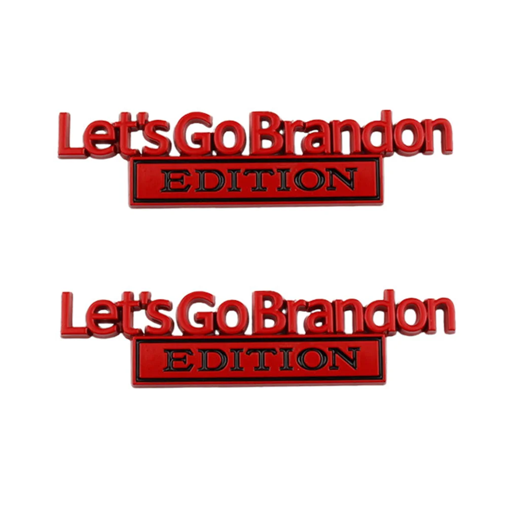 2 Pz Nero Rosso Let'S Go Brandon Edition Fender Door Trunk Posteriore Portellone Emblema Per Sierra Yukon Titan Tahoe F-150 Ram 1500 2500