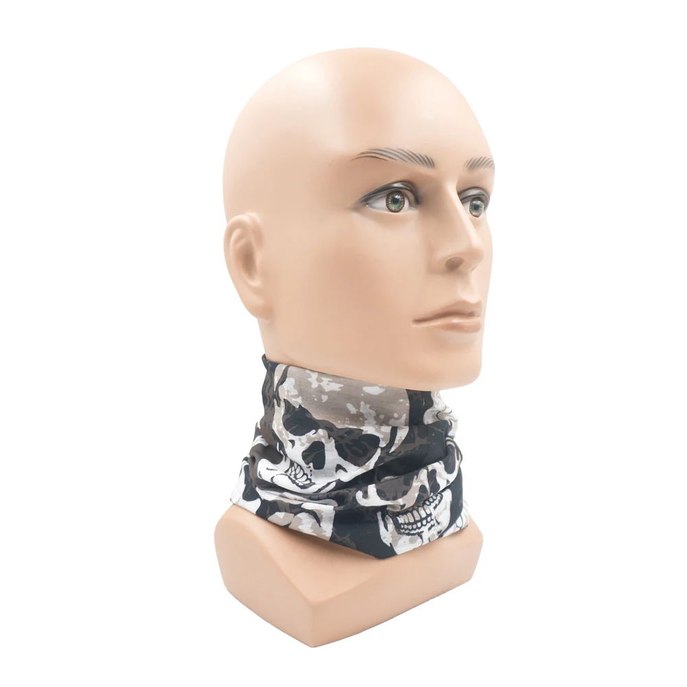 Skull Pattern Seamless Breathable Neck Warmer Gaiter Men Cycling Bandana Women Running Hiking Tube Scarf Sunshield Face Mask