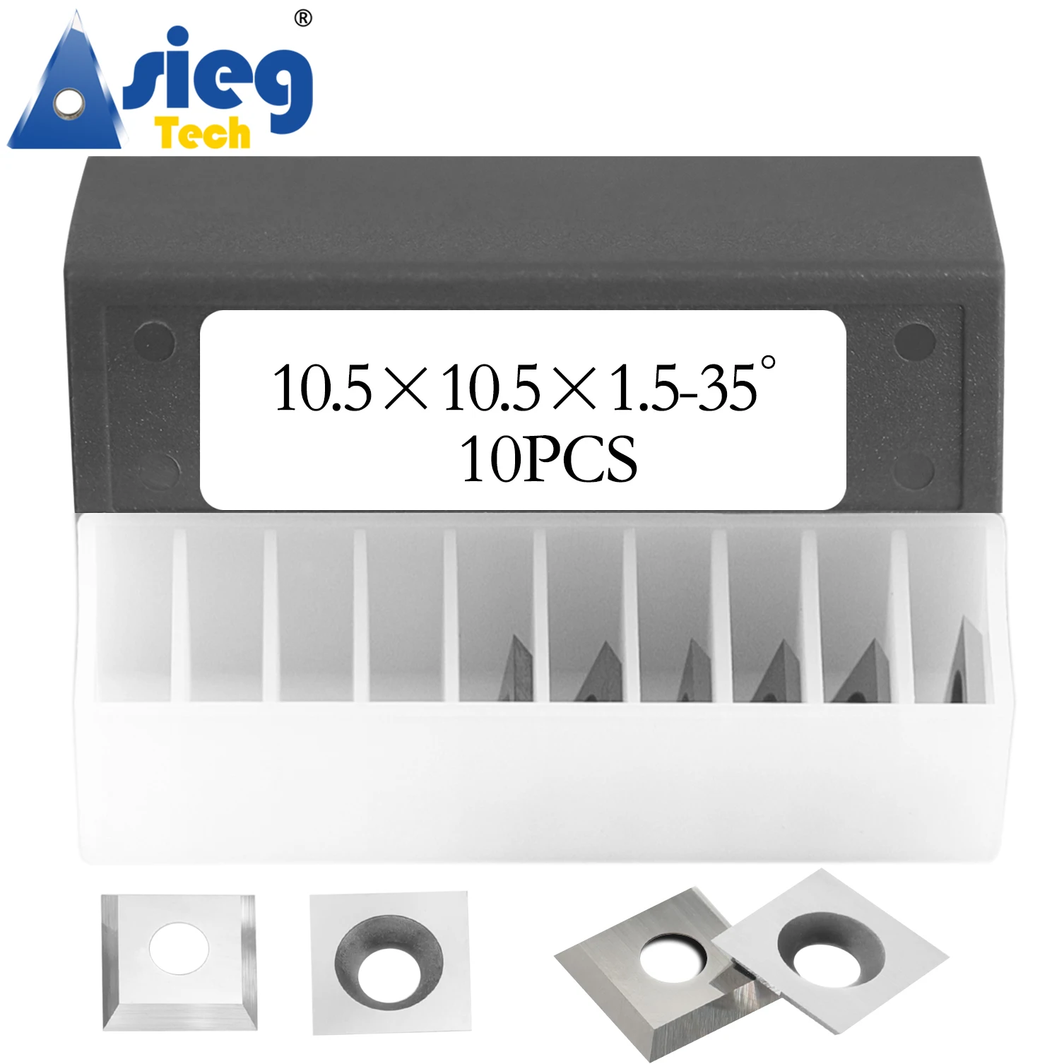 

10.5×10.5×1.5mm Carbide Insert Cutters Knives 4-Edge for Woodworking Planer Amana RC-2247 Router Bit 10 Pieces