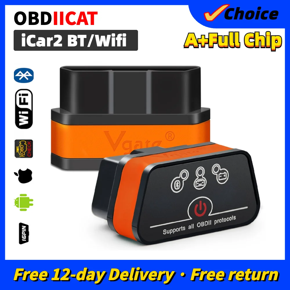

Vgate iCar2 icar 2 Bluetooth ELM327 OBD2 Scanner For Android Code Reader Diagnostic Tool Icar OBD Scanner 6 Color