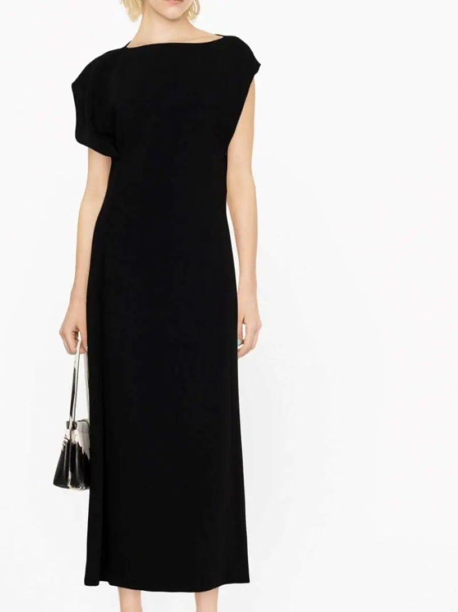 

Women's Solid Color Asymmetric Slash Neck Sleeveless Elegant Maxi Dress