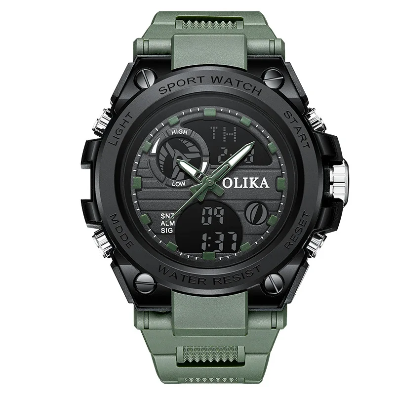 50m Waterproof Watches Man Dual Display Electronic Watch Outdoor Sports Timing Multifunctional Electronic Watch Shockproof Male