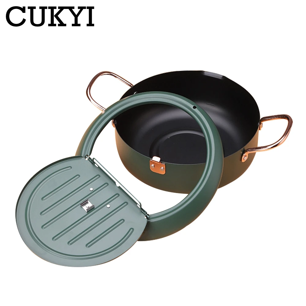 2.2L/3.4L Japanese style deep fryer Gas Tempura Chicken French fries Fryer Stainless Steel Cooking pot boiler with Thermometer 5