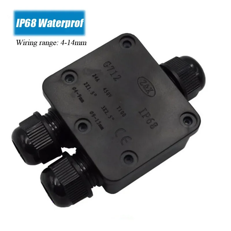 Electrical Junction Box IP68 Waterproof 3 Way Y Type 3pin 4-14mm Electrical Cable Wire Connectors 24A 450V External Electrical Terminals