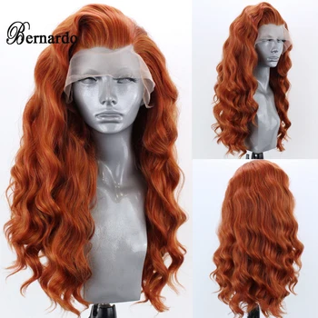 Bernardo Water Wave Synthetic Lace Front Wig Soft Hair Heat Resistant Fiber Lace Frontal Wigs Ginger
